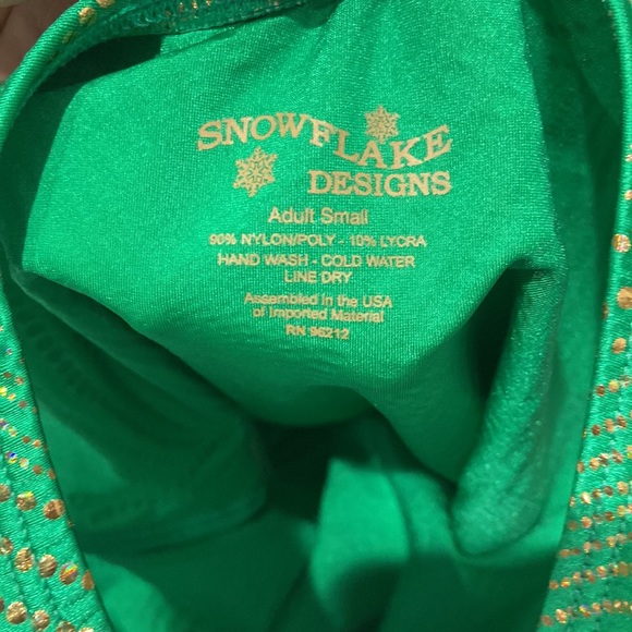 Snowflake Designs Gymnastics Leotard Adult Small green & gold Excellent like new - Picture 3 of 13